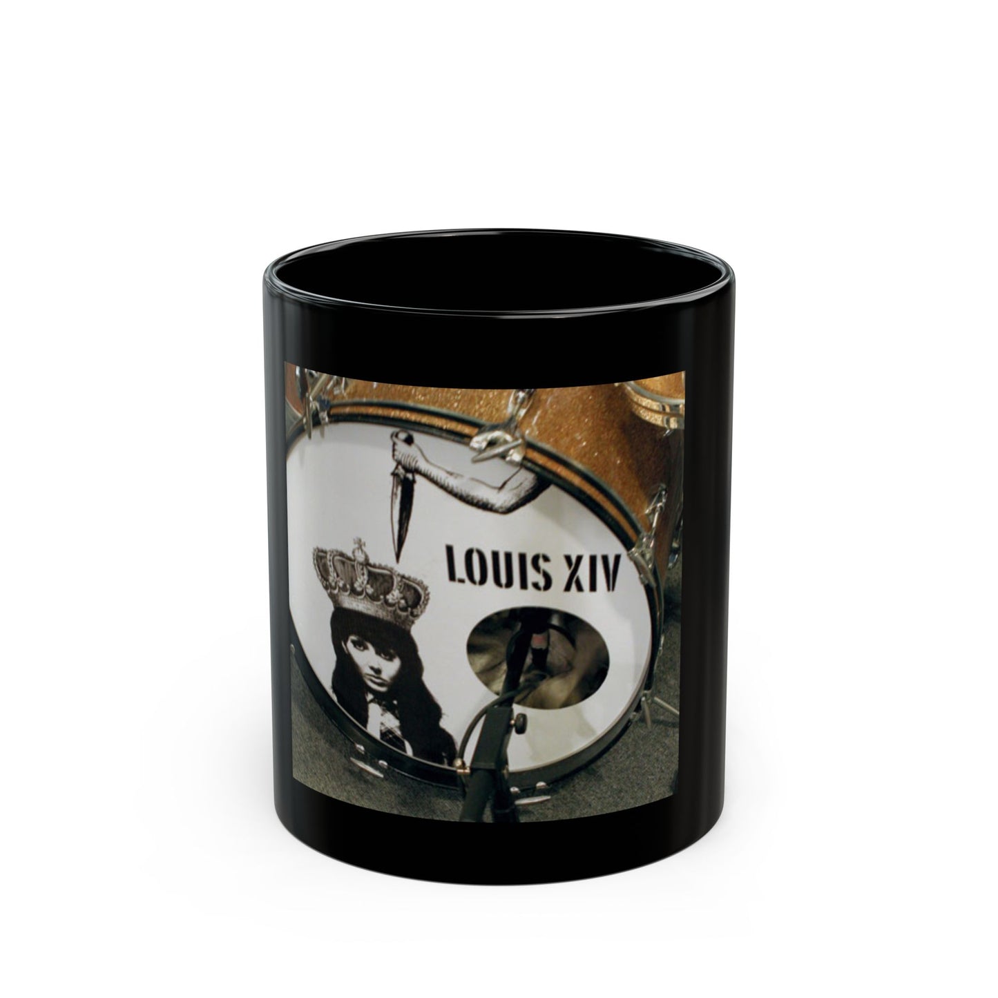 Louis XIV Drum Logo Black Coffee Mug — (11oz, 15oz)